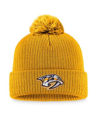 Men's Gold Nashville Predators Core Primary Logo Cuffed Knit Hat with Pom