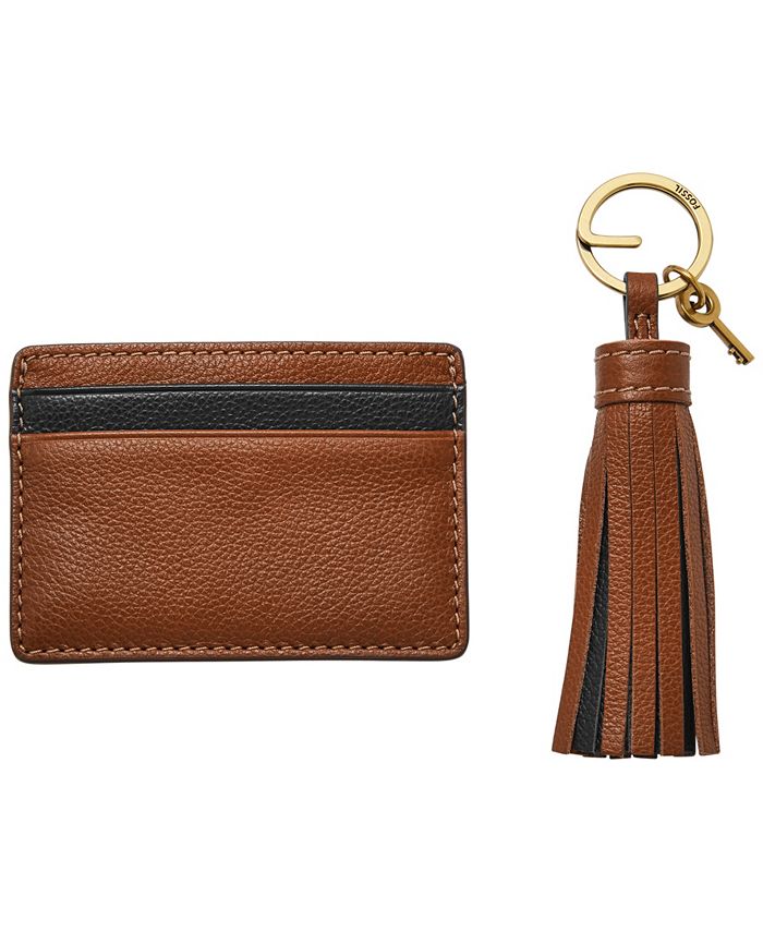 Fossil Leather Card Case Gift Set and Key Fob Set, 2 Pieces Macy's