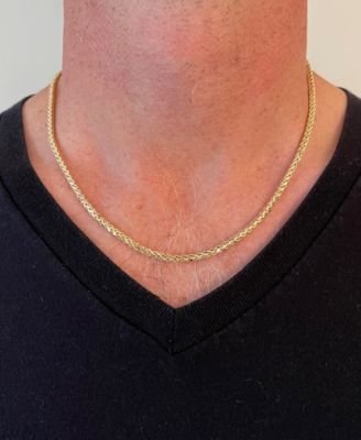 Polished Square Wheat 20" Chain Necklace (3mm) in 14k Gold