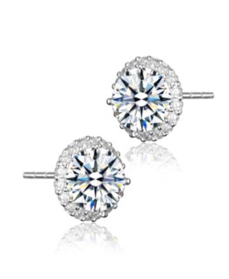 Sterling Silver with Colored Cubic Zirconia Stud Earrings