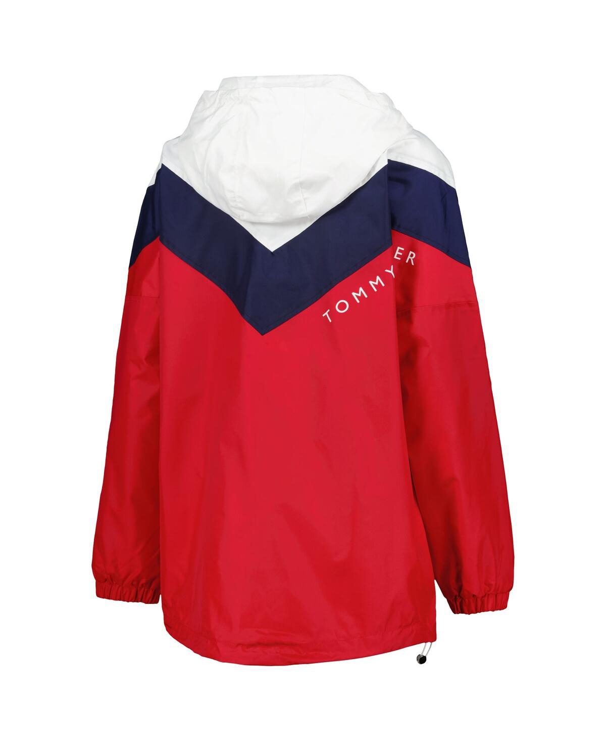 Shop Tommy Hilfiger Women's  Navy, Red Washington Capitals Staci Half-zip Windbreaker Jacket In Navy,red