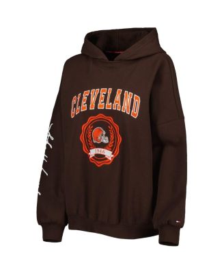 Women's Brown Cleveland Browns Becca Drop Shoulder Pullover Hoodie