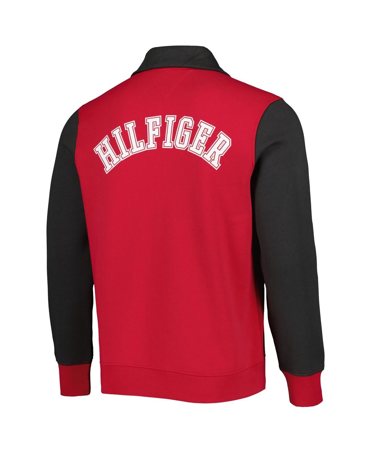 Tommy Hilfiger Red/pewter Tampa Bay Buccaneers Aiden Quarter-zip Sweatshirt In Red,pewter