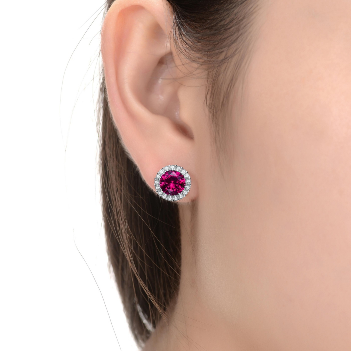 Genevive Sterling Silver with Colored Cubic Zirconia Stud Earrings