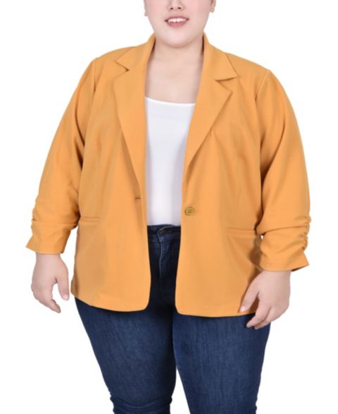Женские куртки NY Collection Plus Size Long Sleeve Scuba Crepe Jacket