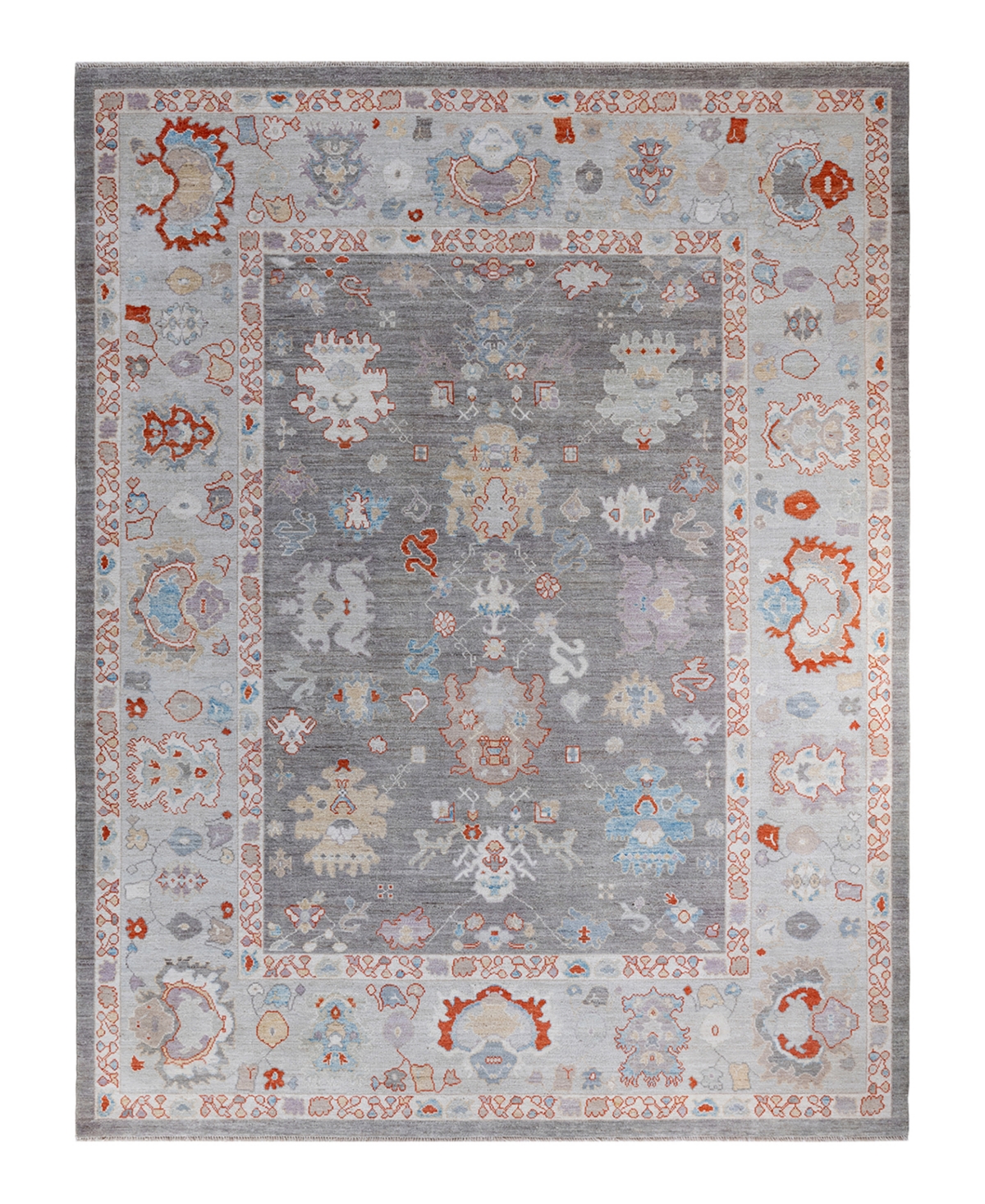 Adorn Hand Woven Rugs Oushak M1973 9'1" X 11'8" Area Rug In Gray