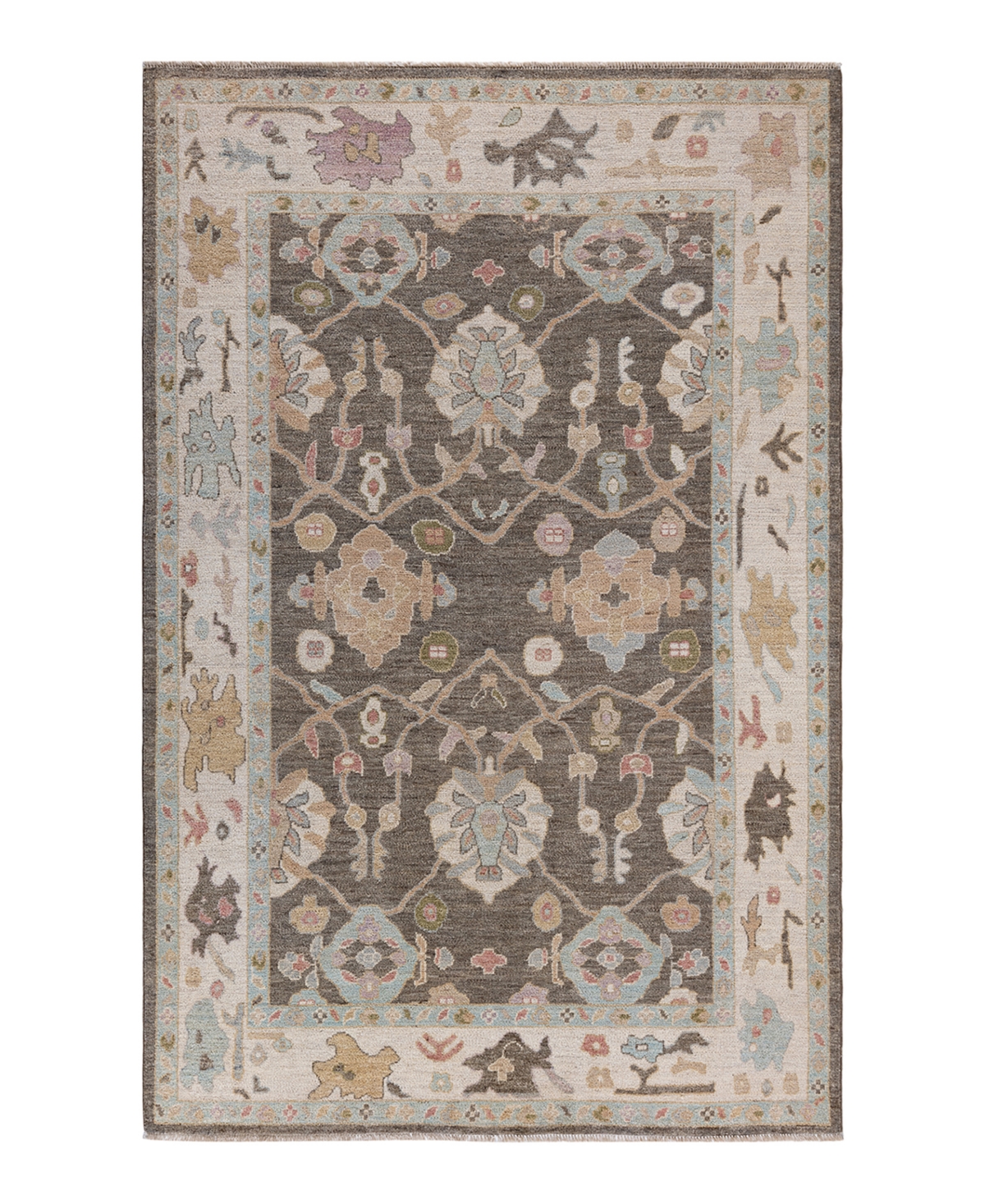 Adorn Hand Woven Rugs Oushak M1973 6'1" X 9'4" Area Rug In Brown