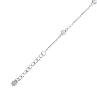 Sterling Silver Cubic Zirconia Extendable Anklet Yard Band