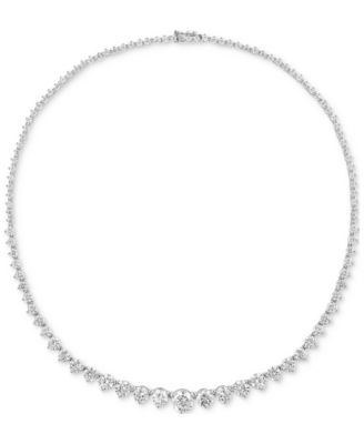 Cubic Zirconia Graduated 17" Necklace in Sterling Silver, Created for Macy's