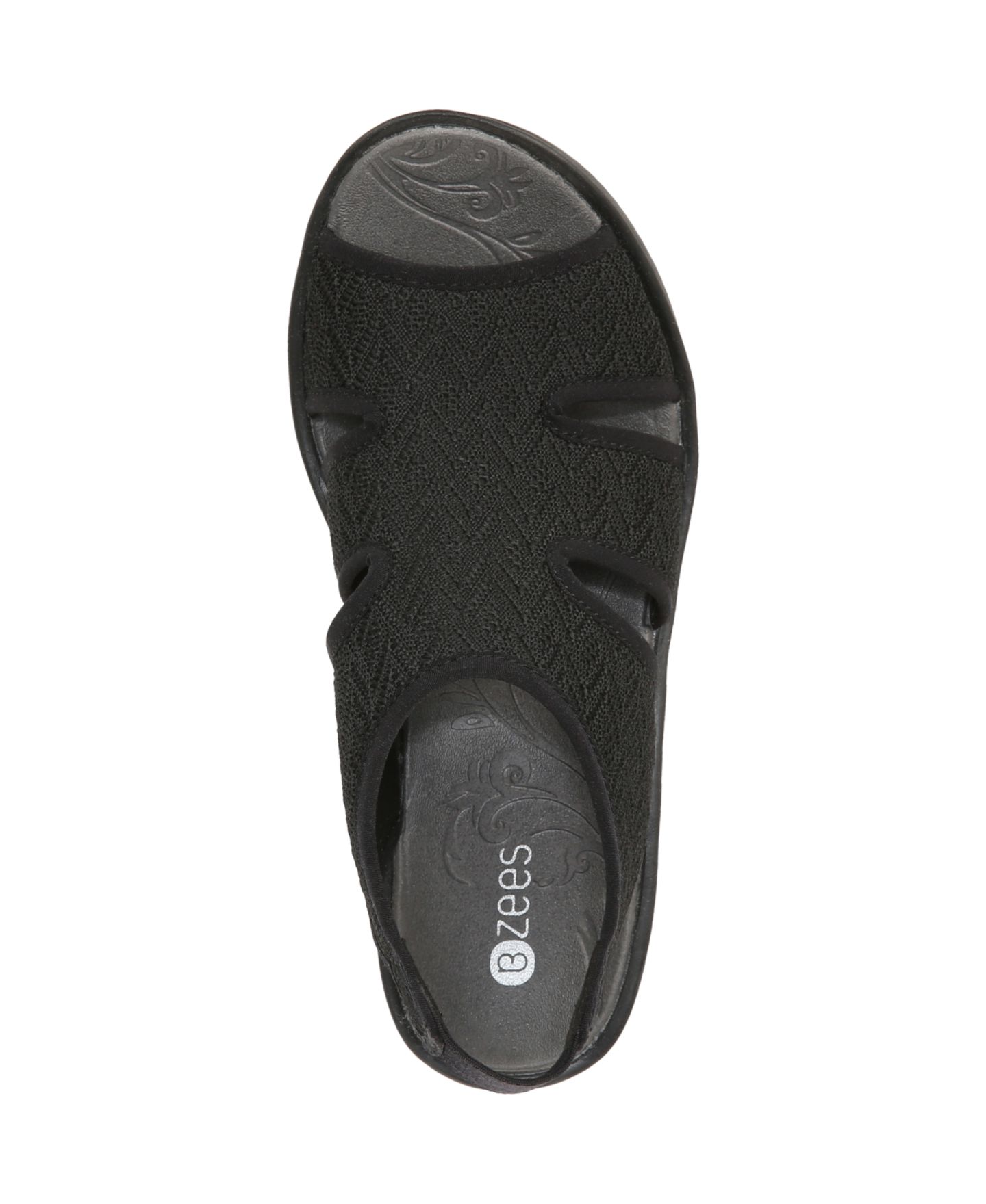 Женские сандалии Bzees Daytona Washable Slingback Wedge, цвет: Чёрный вязаный — фото 4