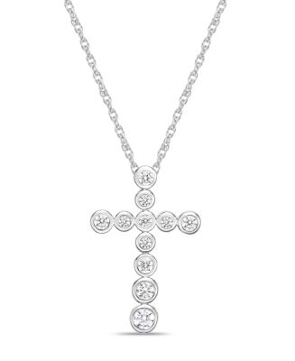 Sterling Silver 1-1/3 (ct. t. w.) White Cubic Zirconia Bezel Set Cross ...