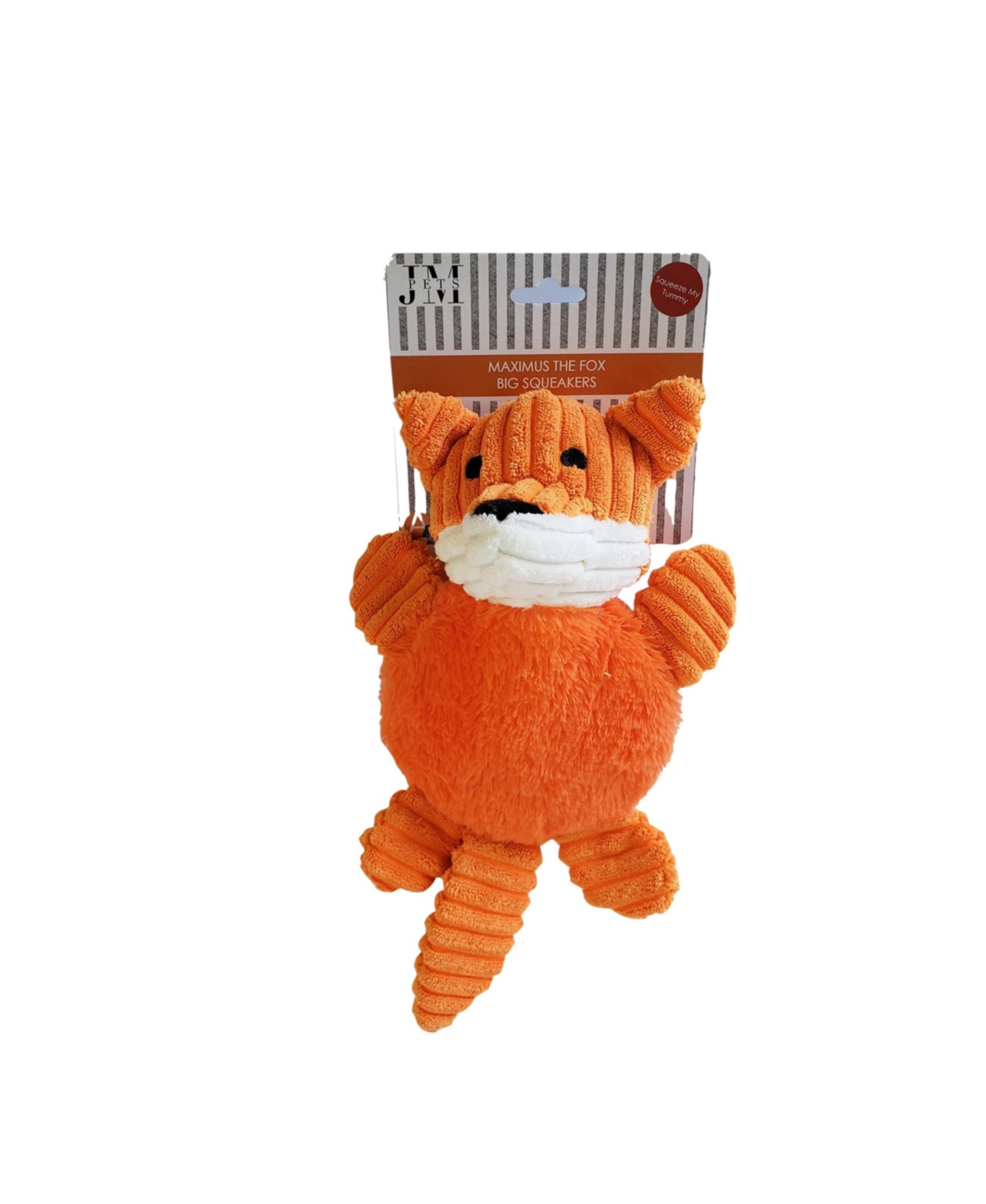 Maximus The Fox - Corduroy Full Body Squeaker Plush Dog Toy - Orange
