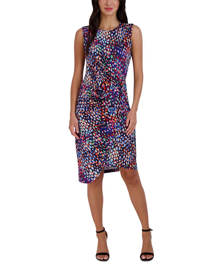 Donna Ricco Women's Twisted Asymmetrical-Hem Printed Dress - Macy's