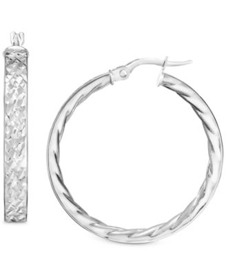 Macy's - Textured Small Hoop Earrings in 14k Gold, 1"