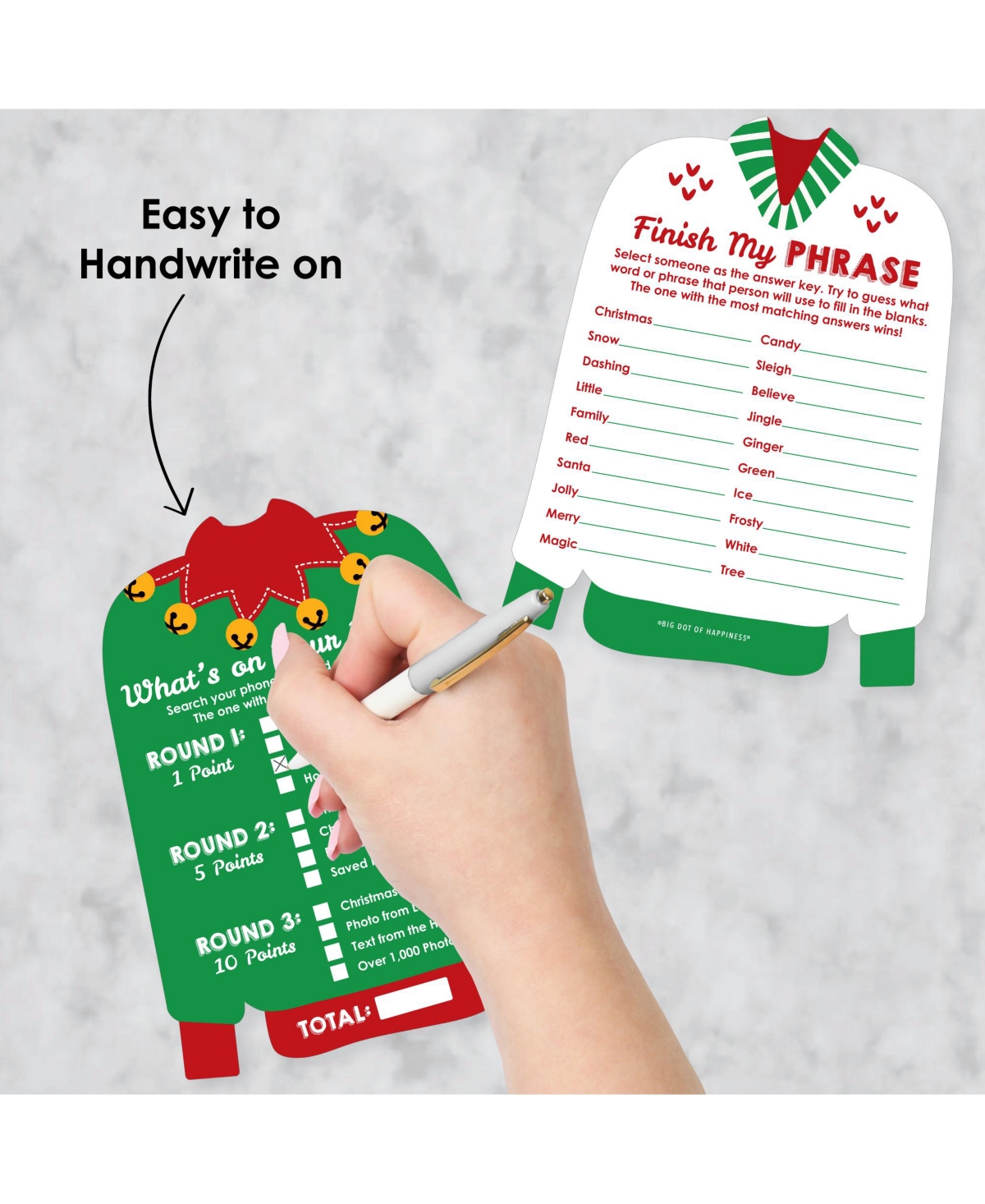 Big Dot of Happiness Ugly Sweater - 2-in-1 Holiday and Christmas Party Cards Activity Duo Games 20 Ct