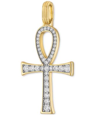 Cubic Zirconia Ankh Pendant in 14k Gold-Plated Sterling Silver, Created for Macy's