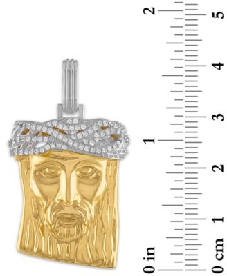 Cubic Zirconia Jesus Portrait Pendant in Sterling Silver & 14k Gold-Plate, Created for Macy's