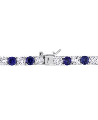 2-Pc. Set Lab-Grown Blue Sapphire (23-3/4 ct. t.w.) & Lab-Grown White Sapphire (23-3/8 ct. t.w.) Collar Necklace & Bracelet in Sterling Silver (Also in Lab-Grown Ruby)