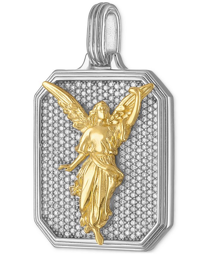 Esquire Men's Jewelry Cubic Zirconia Angel Amulet Pendant in Sterling ...