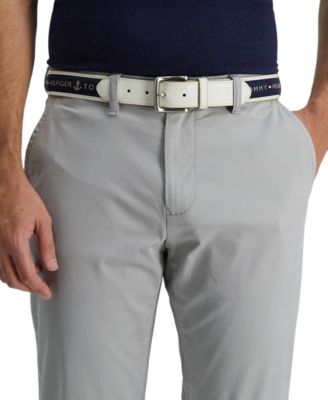 Men's Tri-Color Ribbon Inlay Leather Belt