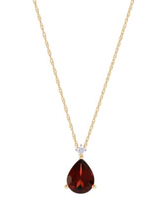 Macy's - Garnet (1-3/4 ct. t.w.) & Diamond Accent 18" Pendant Necklace in 14k Gold