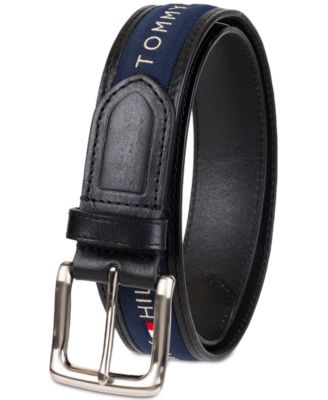 Men's Tri-Color Ribbon Inlay Leather Belt