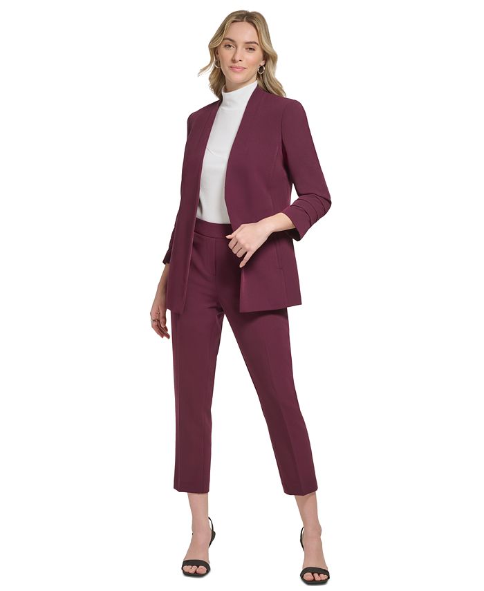 Calvin Klein X-Fit Open Front Blazer & Slim Leg Pants & Reviews - Wear to  Work - Women - Macy's