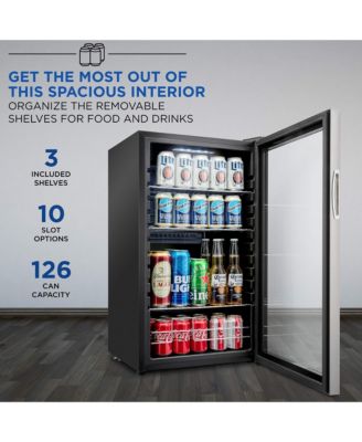 126 Can Small Refrigerator & Beverage Cooler, Stainless Steel
