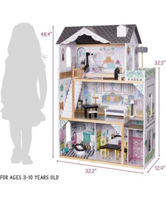 Lil Jumbl Kids Wooden Dollhouse w/Accesories, Large Doll House Toy