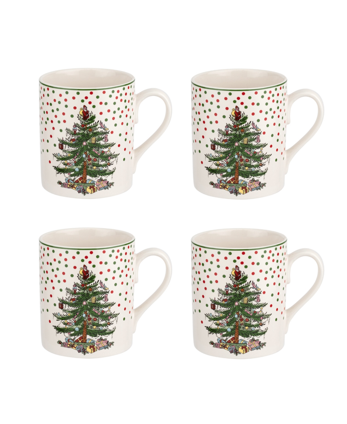 SPODE CHRISTMAS TREE POLKA DOT MUGS, SET OF 4 