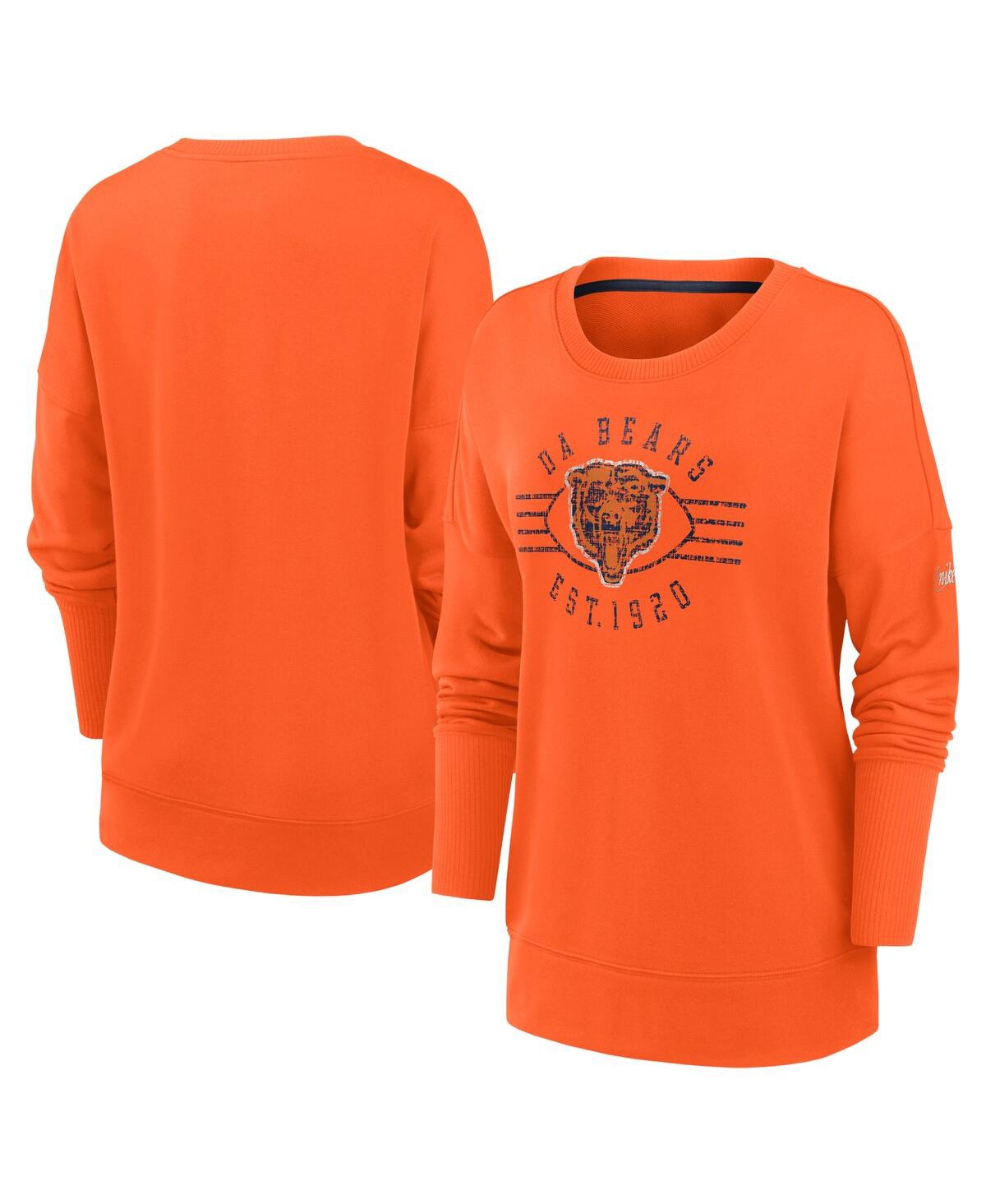 Shop Nike Women's  Orange Chicago Bears Rewind Playback Icon Performance Pullover Sweatshirt