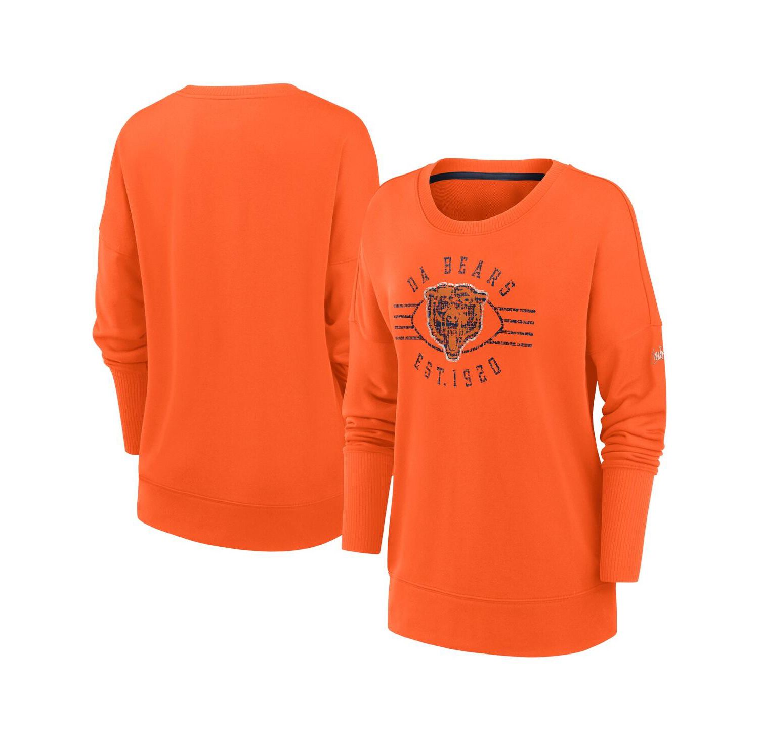 Women's Orange Chicago Bears Rewind Playback Icon Performance Pullover Sweatshirt