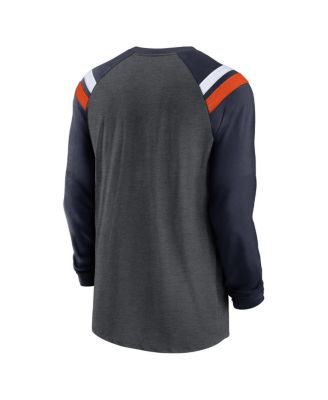 Men's Heathered Charcoal, Navy Chicago Bears Tri-Blend Raglan Athletic Long Sleeve Fashion T-shirt