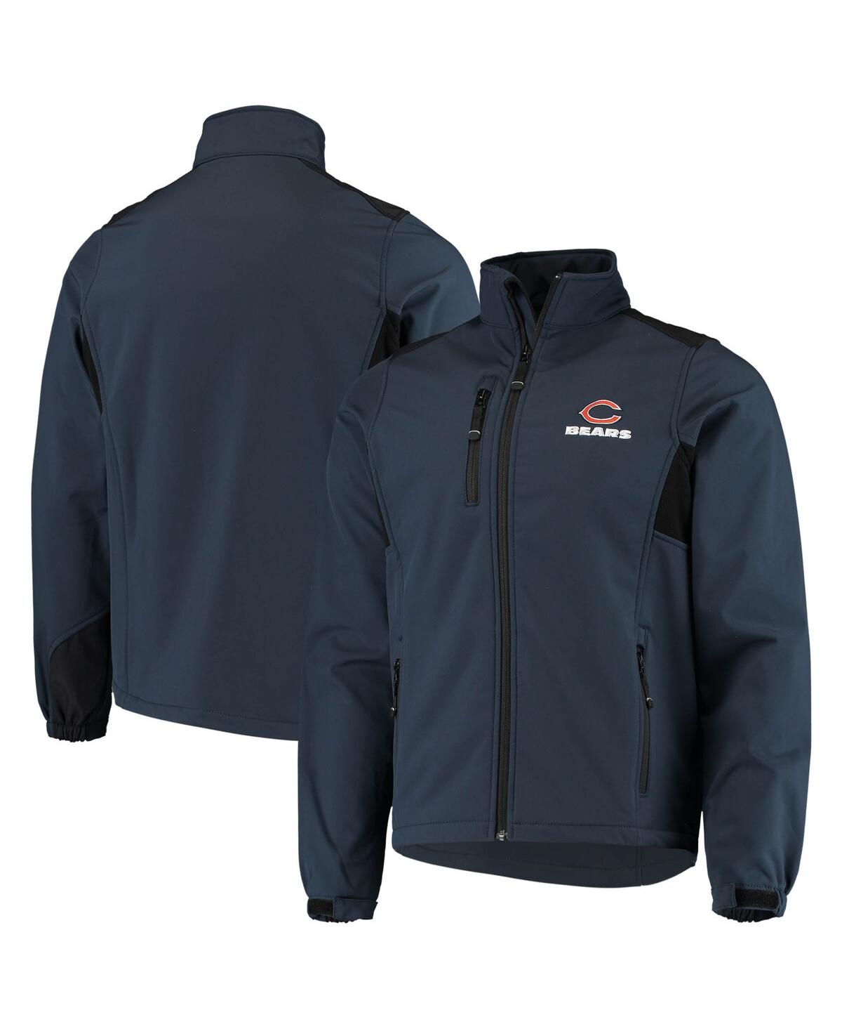 DUNBROOKE MEN'S DUNBROOKE NAVY CHICAGO BEARS CIRCLE SOFTSHELL FLEECE FULL-ZIP JACKET 