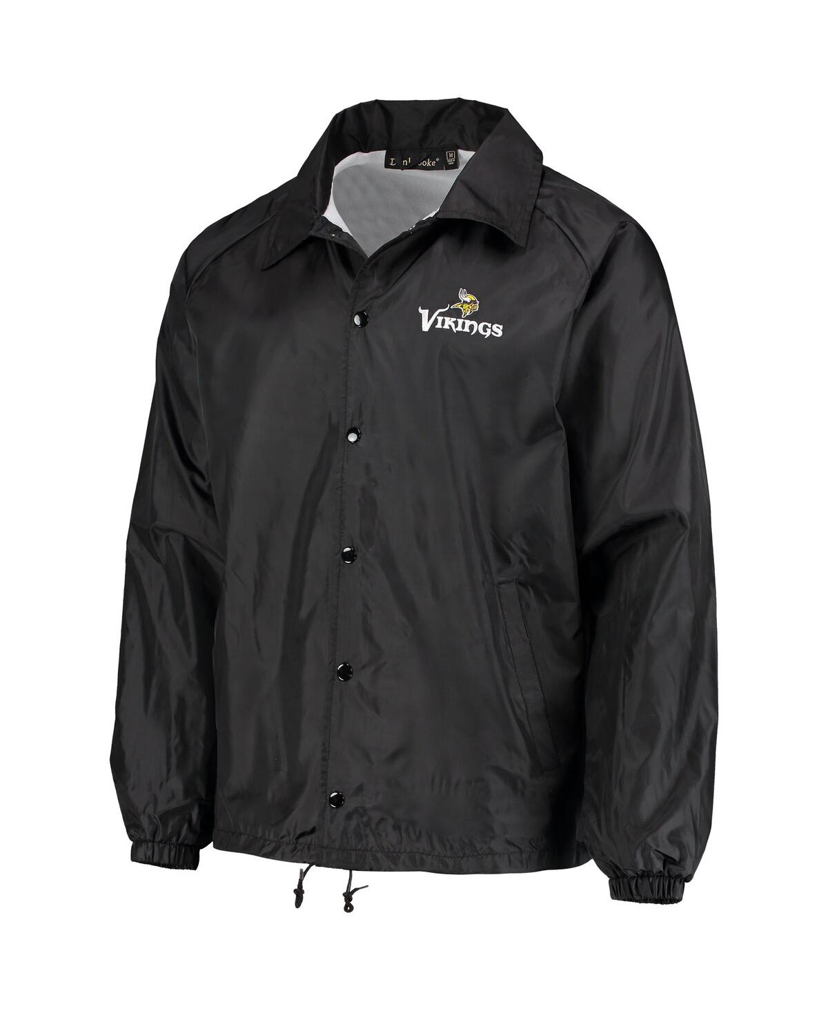 Men's Black Minnesota Vikings Coaches Classic Raglan Full-Snap Windbreaker Jacket