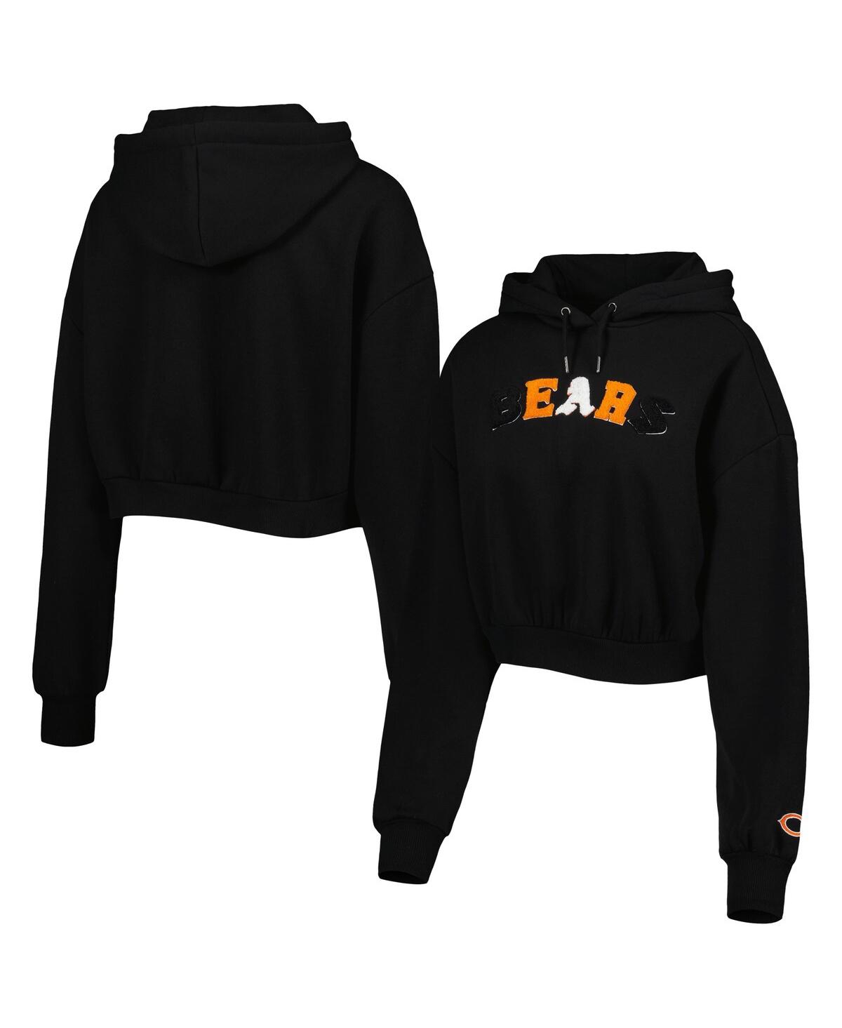 Shop The Wild Collective Women's  Black Chicago Bears Cropped Pullover Hoodie