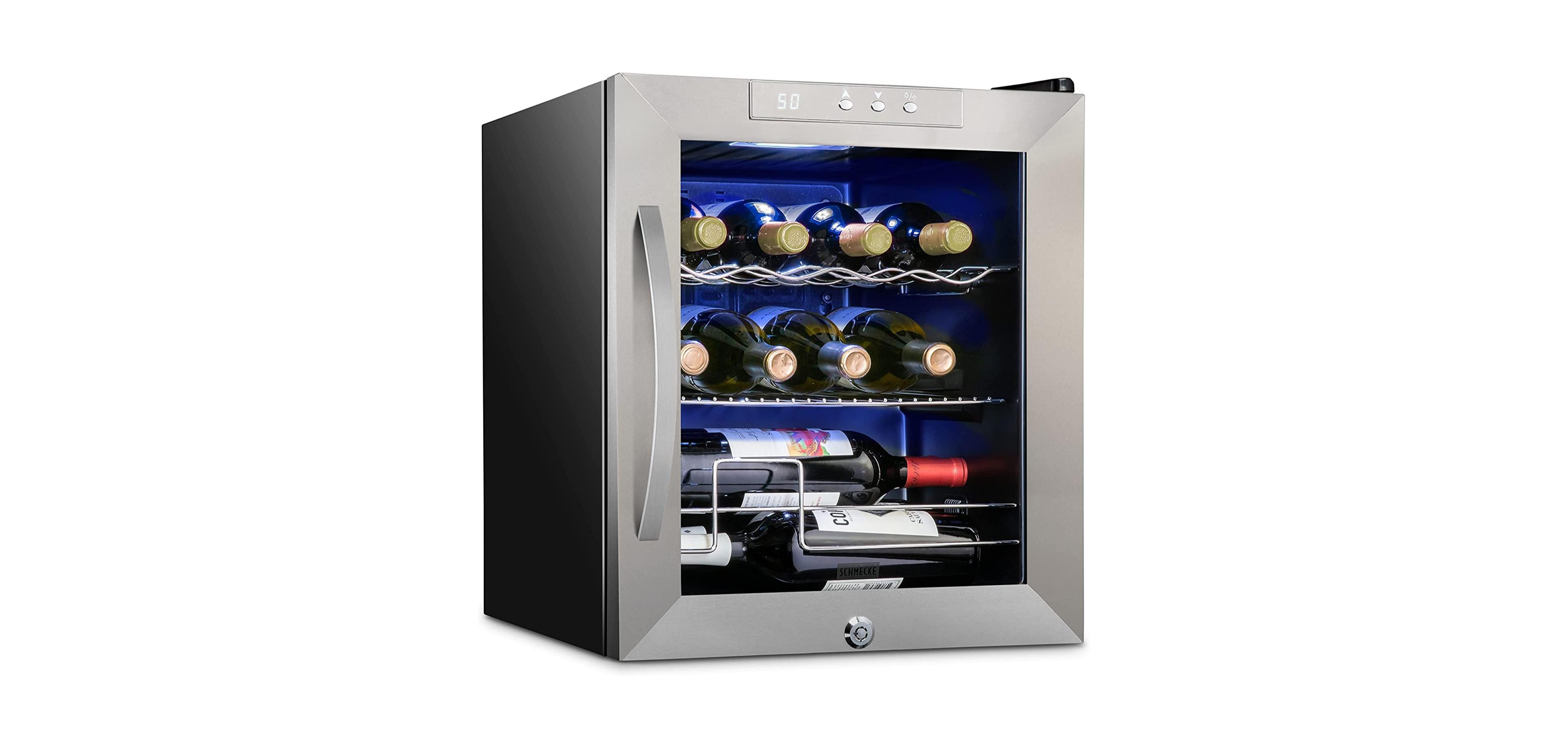 Schmecke Wine Fridge, 12 Bottle Wine Cooler, freestanding