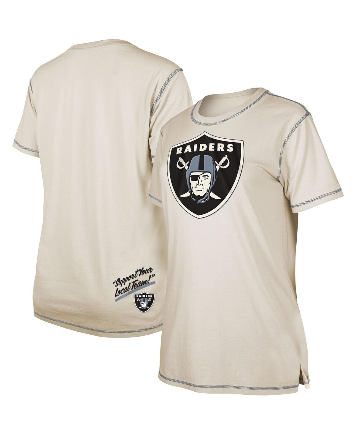 NEW ERA WOMEN'S NEW ERA CREAM LAS VEGAS RAIDERS SPLIT T-SHIRT 
