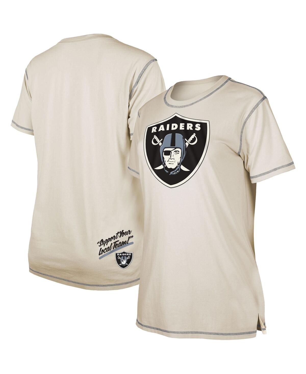 Shop New Era Women's  Cream Las Vegas Raiders Split T-shirt