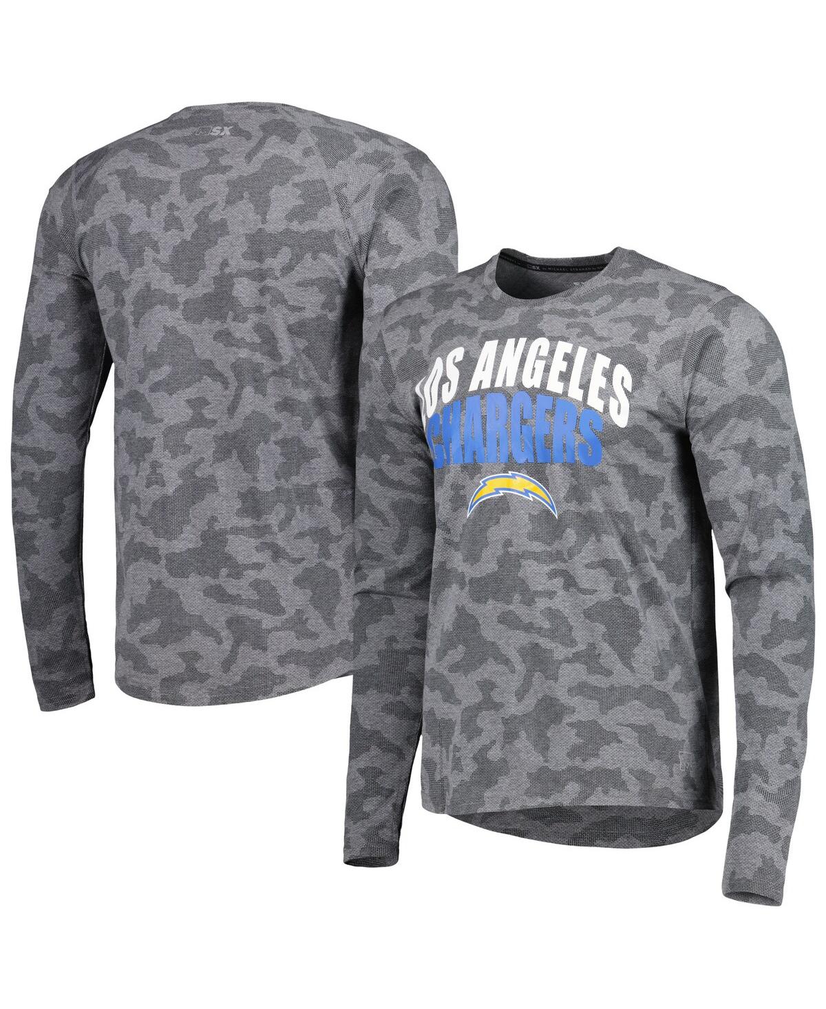 Shop Msx By Michael Strahan Men's  Black Los Angeles Chargers Performance Camo Long Sleeve T-shirt
