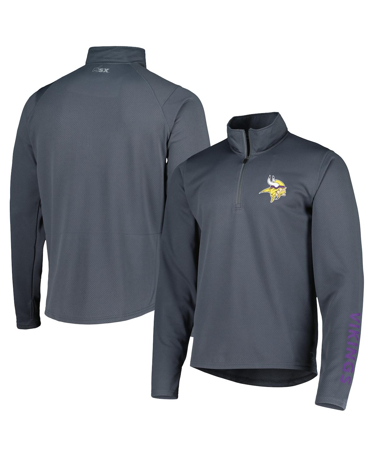 Msx By Michael Strahan Men's  Charcoal Minnesota Vikings Quarter-zip Sweatshirt