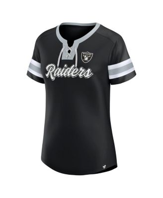 Women's Black Las Vegas Raiders Plus Size Original State Lace-Up T-shirt