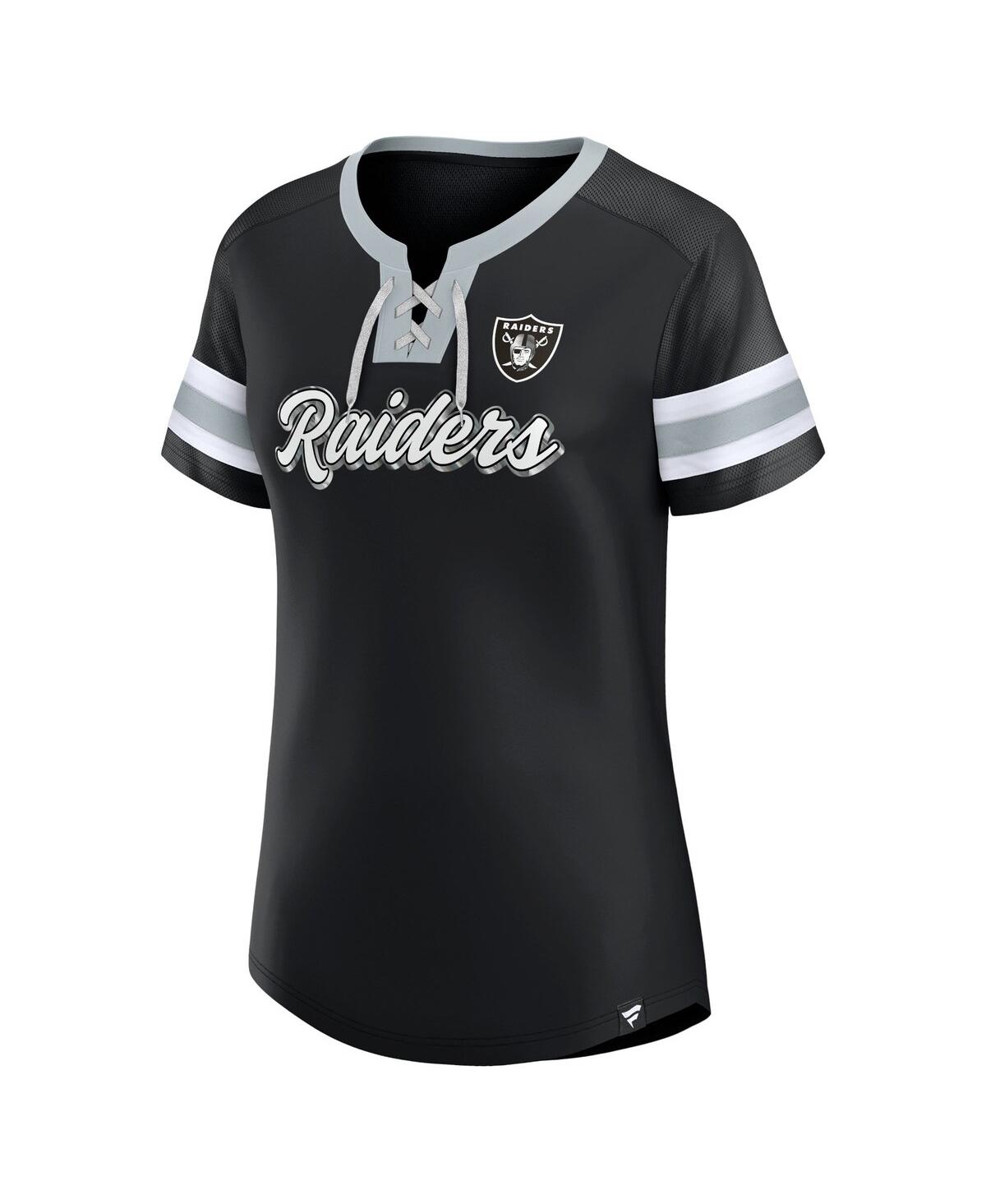 Fanatics Women's  Black Las Vegas Raiders Plus Size Original State Lace-up T-shirt In Black