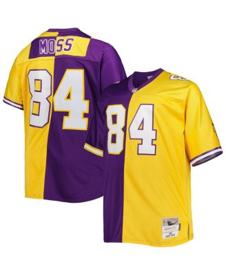 Men's Randy Moss Purple and Gold Minnesota Vikings Big and Tall Split Legacy Retired Player Replica Jersey