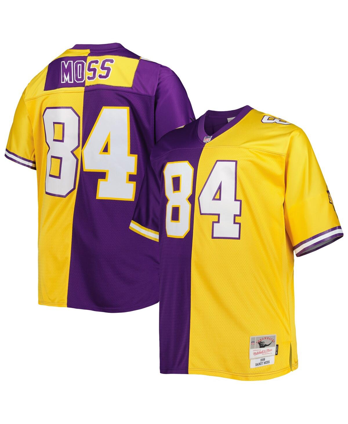 Men's Mitchell & Ness Randy Mossand Gold Minnesota Vikings Big and Tall Split Legacy Retired Player Replica Jersey - Purple, Gold