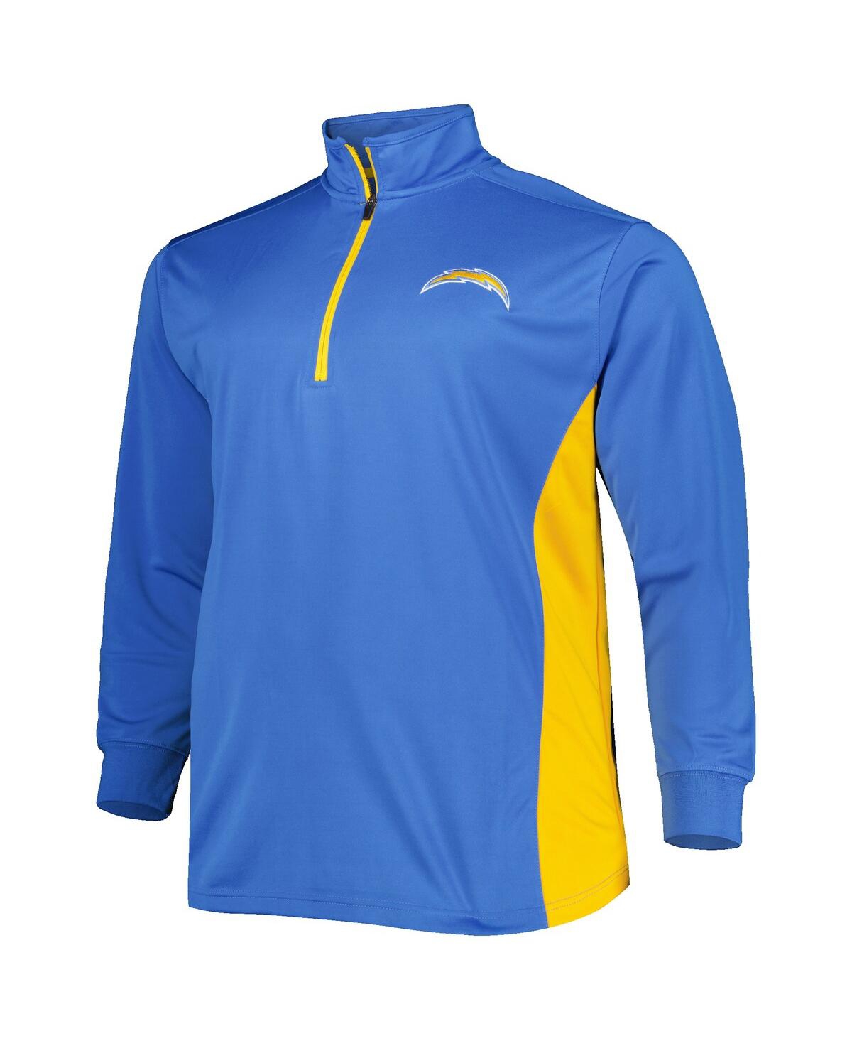 Shop Profile Men's Powder Blue And Gold Los Angeles Chargers Big And Tall Quarter-zip Jacket In Powder Blue,gold