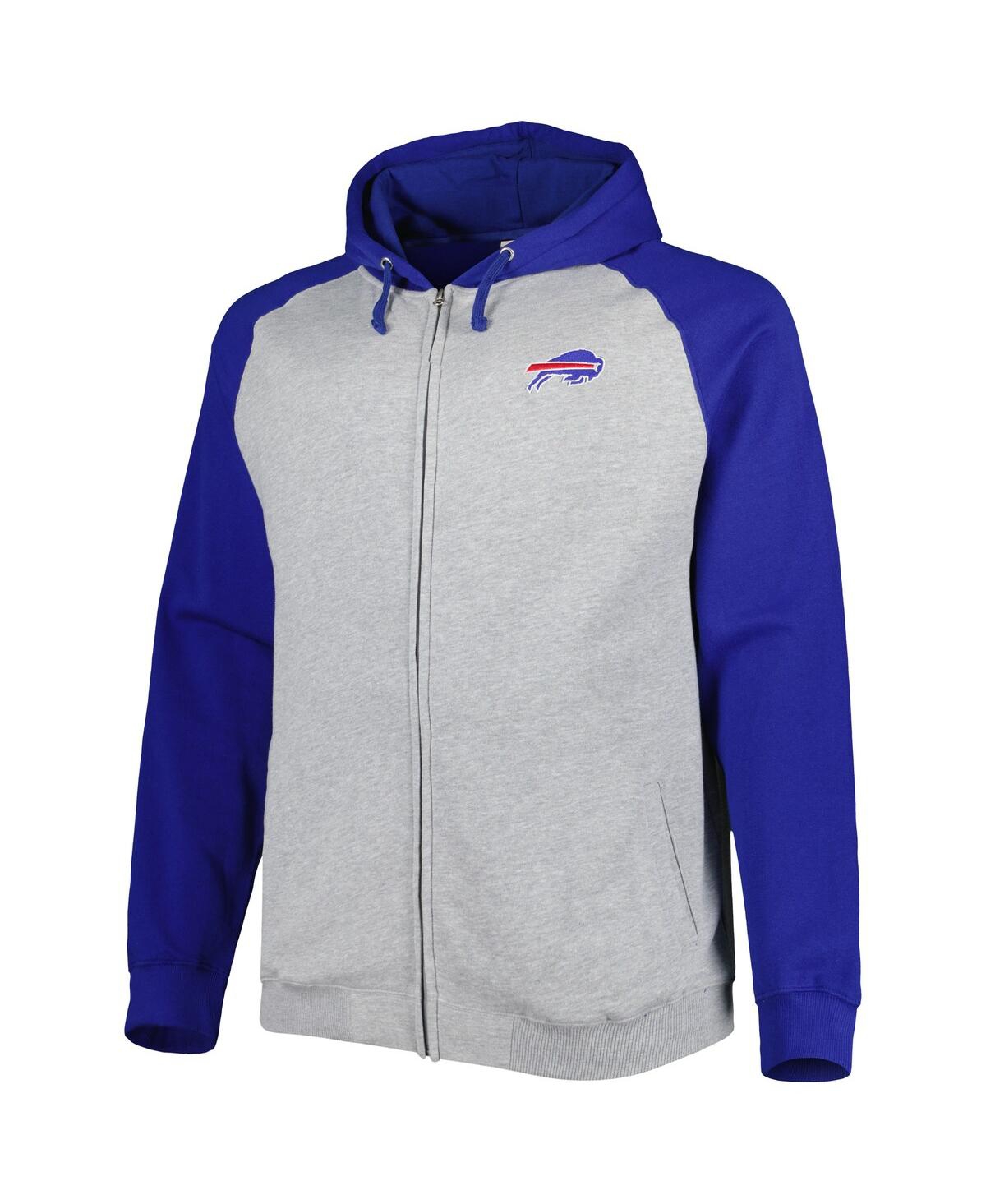 Shop Profile Men's Heather Gray Buffalo Bills Big And Tall Fleece Raglan Full-zip Hoodie Jacket