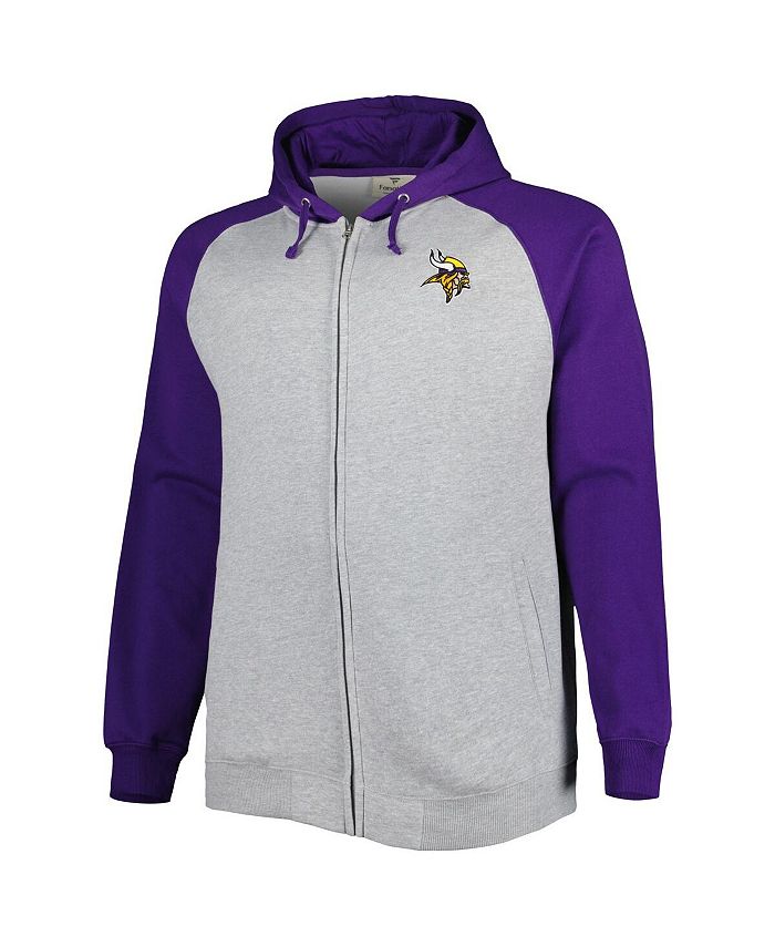 Profile Men's Heather Gray Minnesota Vikings Big and Tall Fleece Raglan