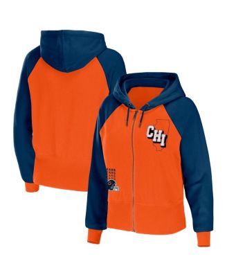 Women's Orange Chicago Bears Colorblock Full-Zip Hoodie
