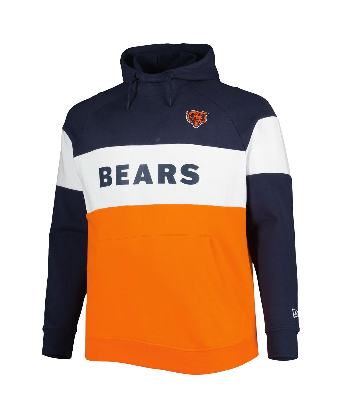 NEW ERA MEN'S NEW ERA ORANGE AND NAVY CHICAGO BEARS BIG AND TALL CURRENT COLORBLOCK RAGLAN FLEECE PULLOVER H 
